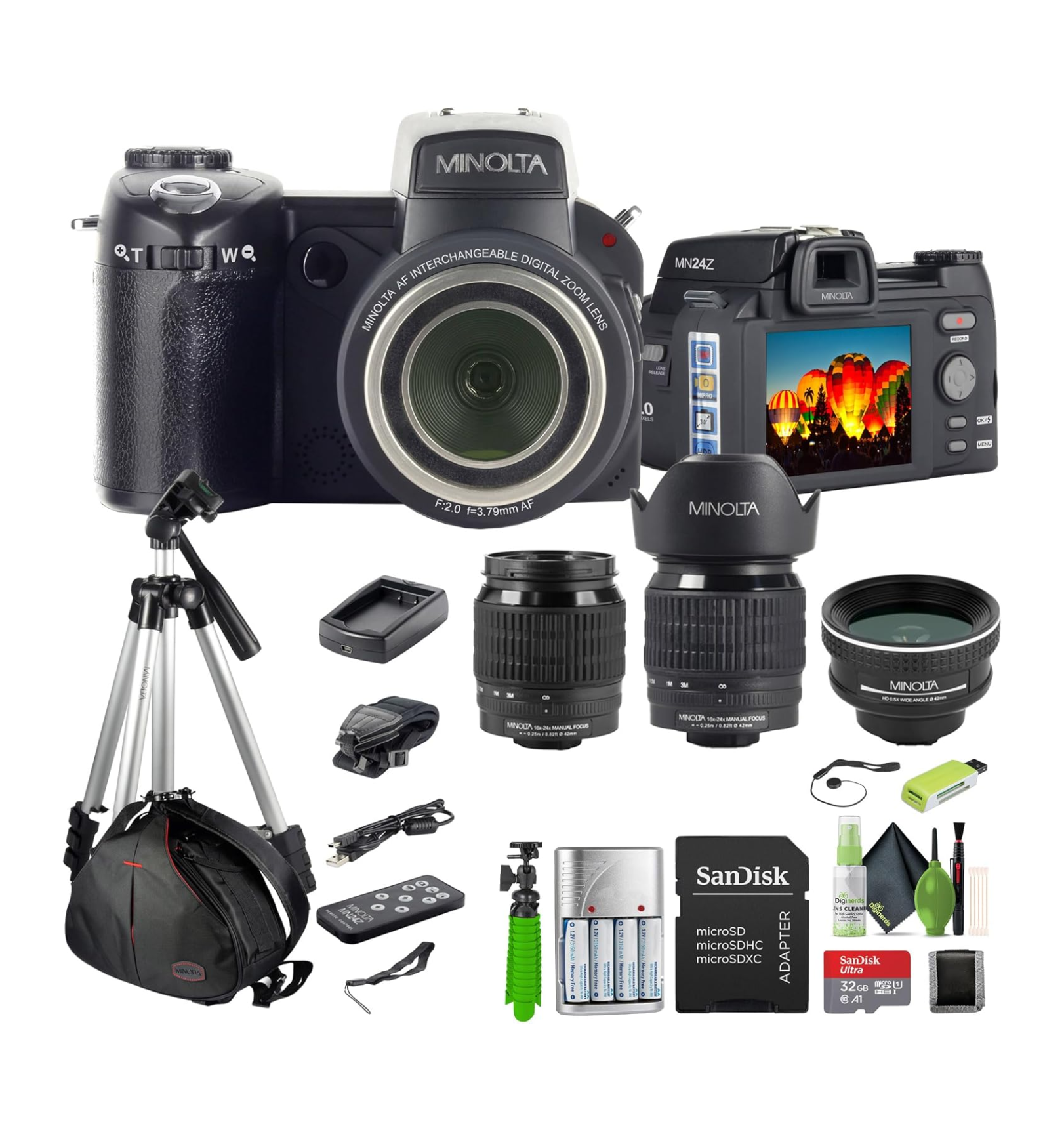 MINOLTA MN24Z 33MP FHD Camera w/Lens, 32GB Card & Vlogging Kit